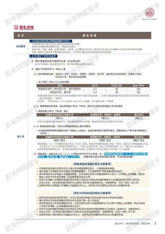 免试录取 | 2024年9月韩国世宗大学本科新入学、插班入学招生简章！(图6)