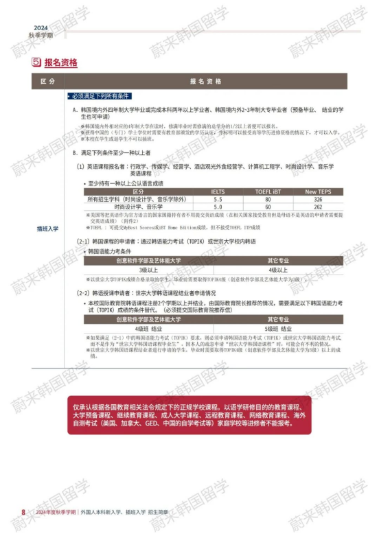 免试录取 | 2024年9月韩国世宗大学本科新入学、插班入学招生简章！(图7)
