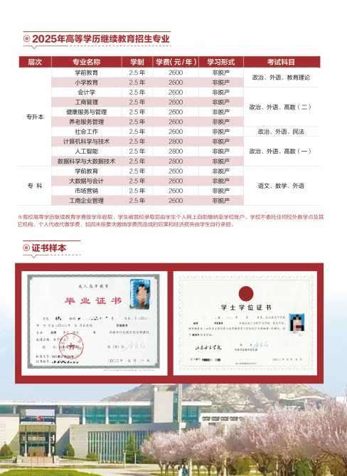 山东女子学院高等学历继续教育2025年招生简章(图3)